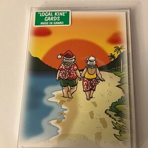 Tropical Holiday Cards, Santa with sunset